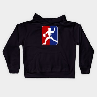 Blue red baseball silhouette Kids Hoodie